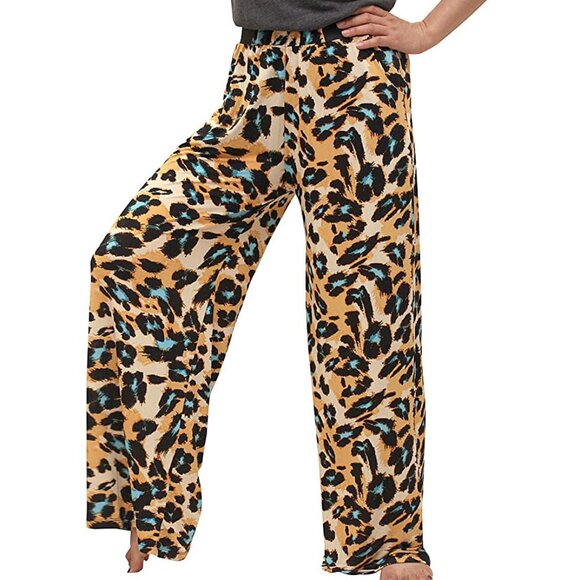 Wide Leg Palazzo Pants Leopard Print One Size - Picture 3 of 4